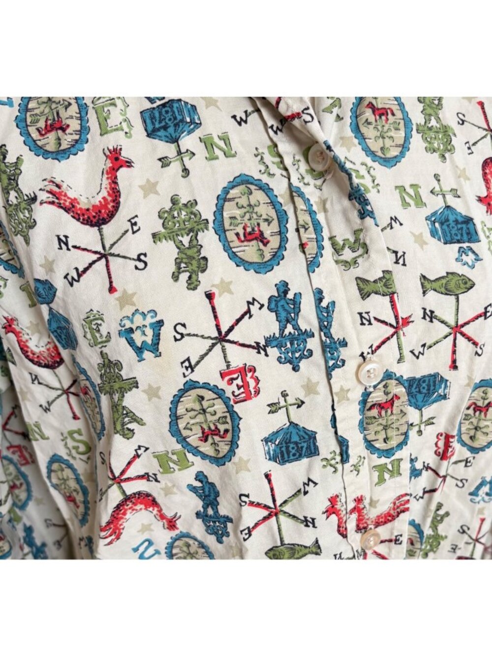 Vintage Lady Manhattan Country Cousins Folk Art Print Americana Novelty Blouse